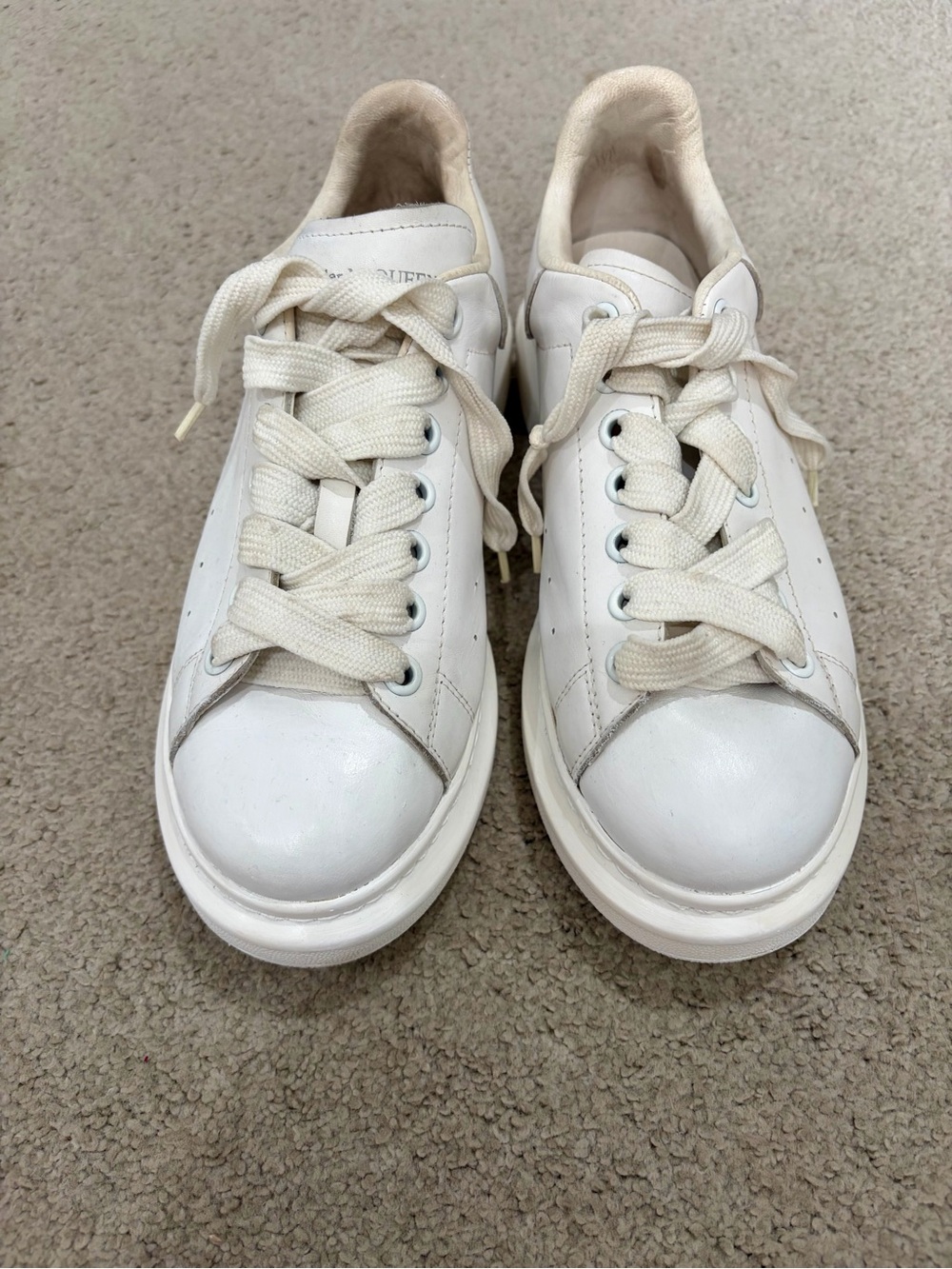 Alexander McQueen White Leather Platform Sneakers, Size 41 - M8.5 / W10
